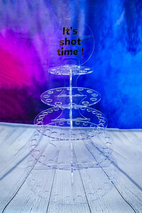 Suport tort shot-uri 96 buc plexiglas alb/transparent 95 cm inaltim