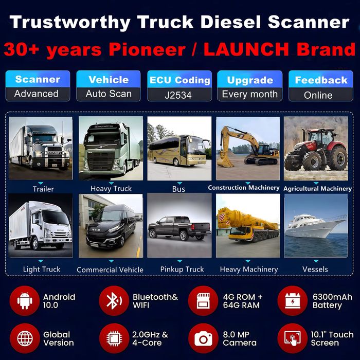 Диагностика на тежкотоварни автомобили , автобуси , строителни машини