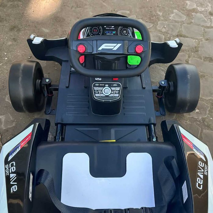 Kart electric pentru copil 3-11 ani, Racing F1 2x 45W 12V cu RC White