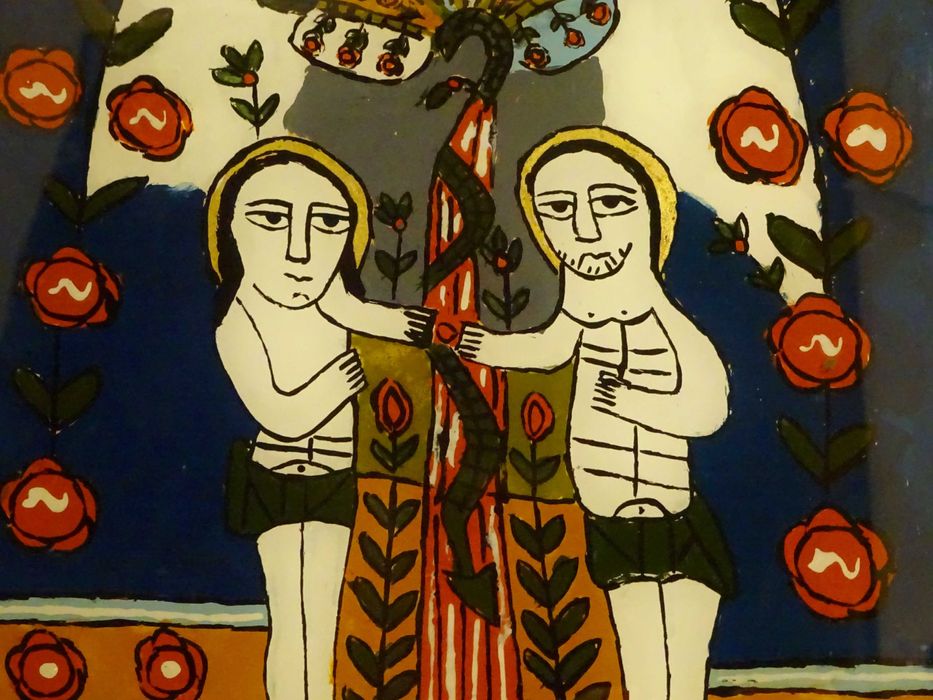 Icoana pe sticla ‘Adam si Eva’, zugrav Feur Gheorghe, din Nicula