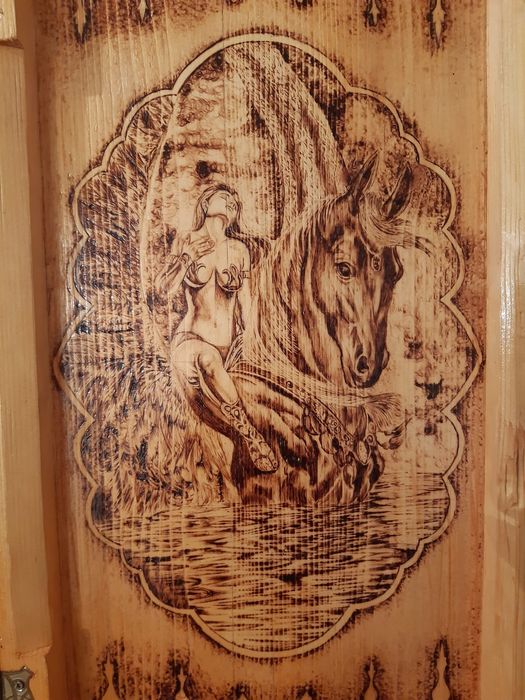 Нарды ручной работы с выжиганием.