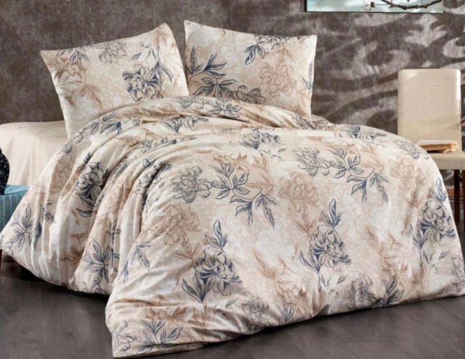 Памучен спален комплект от три части 200 х 220 две калъфки и плик