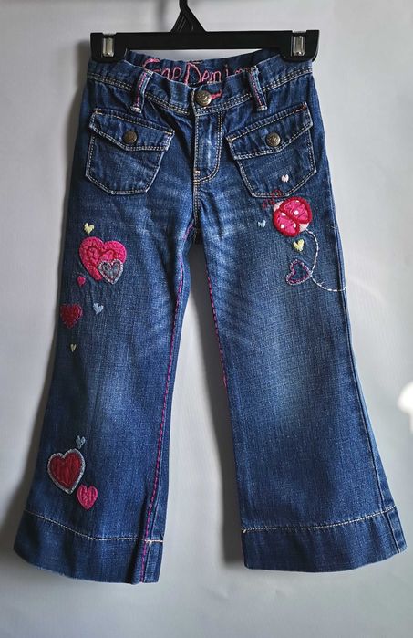 Blugi Kids Baby Gap Jeans evazați brodați măr 4ani Flare Jeans