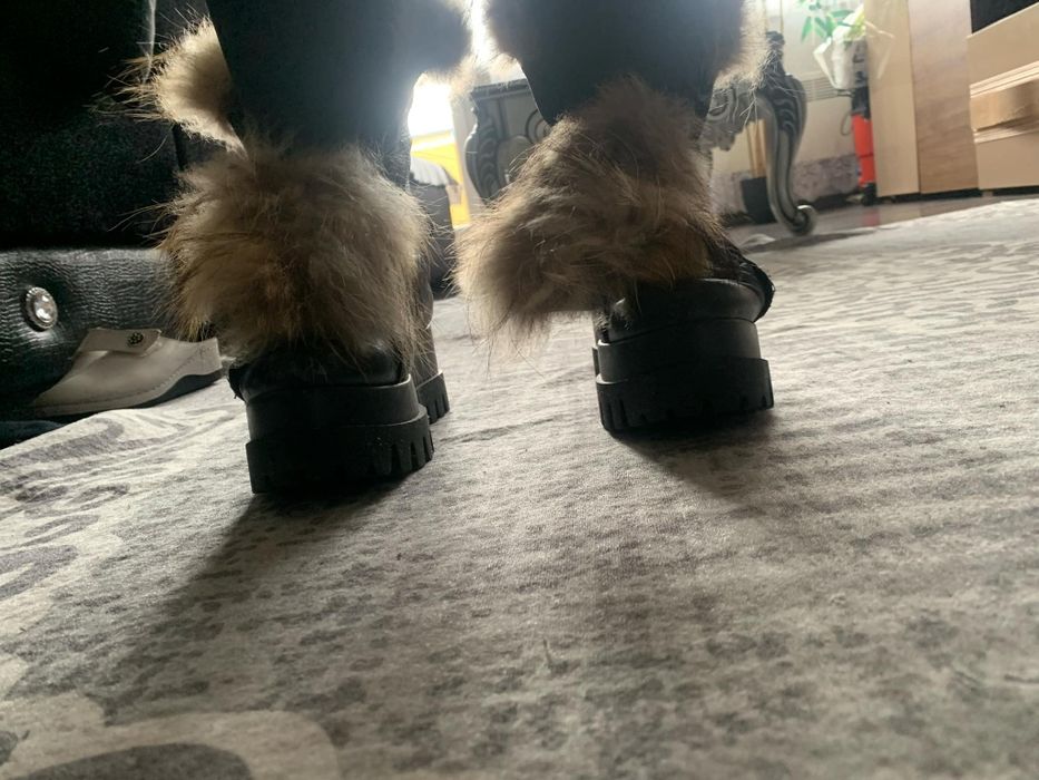 Дамски ботуши естествена кожа с естествен косъ м