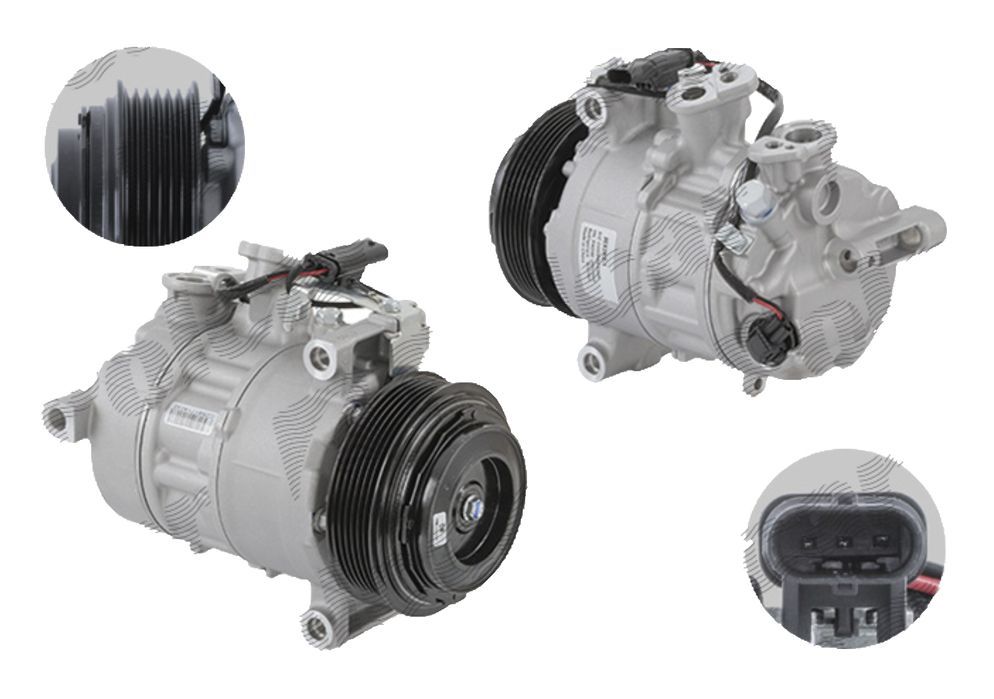 Compresor AC, aer conditionat Mercedes Clasa C 202021, Clasa E 202024, Clasa GLC 202022, 1.6 T, 2.0 T, 3.0 V6 T, 2.1 CDI, de tip Denso, mufa: 11,8,