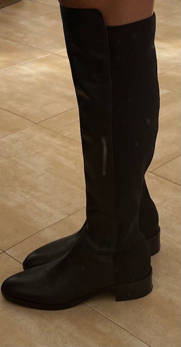 Дамски кожени ботуши над коляното Calvin Klein от смесена медия