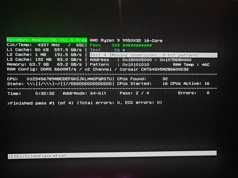 Memorie RAM  DDR5 64 GB 2x32 Corsair Dominator 6600 Mhz CL32 garanție