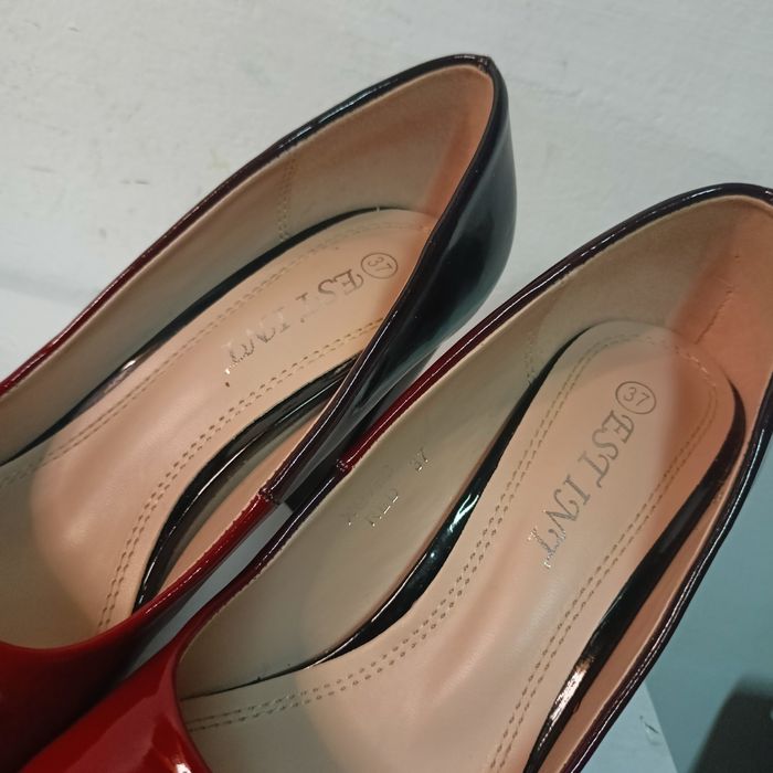 Pantofi Office/Elegant Estiny - Efect Ombré Roșu & Negru mărimea 37