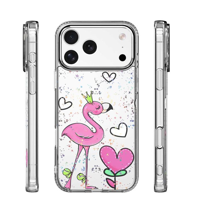 Apple iPhone 17 Pro / 17 Pro Max - Удароустойчив Кейс LOVE / Flamingo