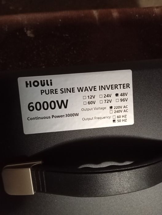 Инвертор чиста синусоида 6000 вата пикова мощнос 48 волта,. Чисто нов.