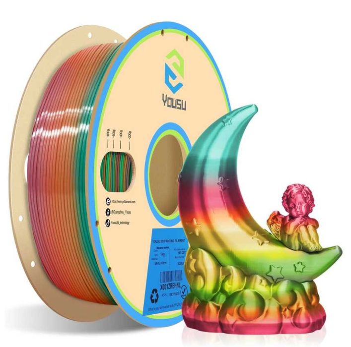 Filament PLA curcubeu 1.75, filament 3D PLA mătase 2Kg