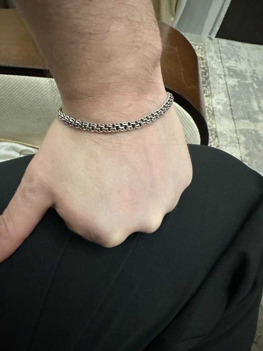 серебряный браслет бисмарк с чернением отличное плетение для всех