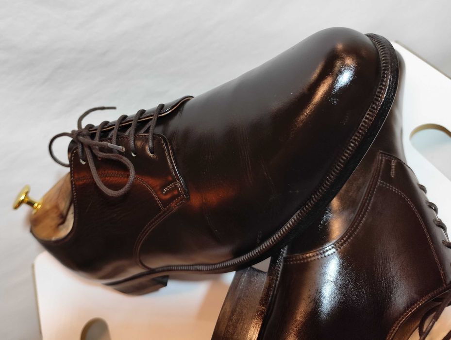 Pantofi derby 42.5 43 plain toe Vibram piele naturala maro