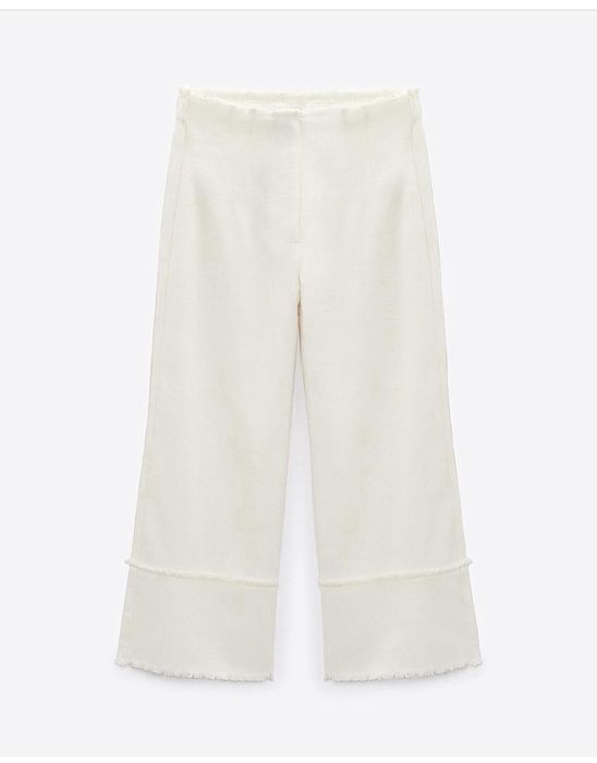 Fusta pantaloni albi cullotes tweed texturati marime S ML