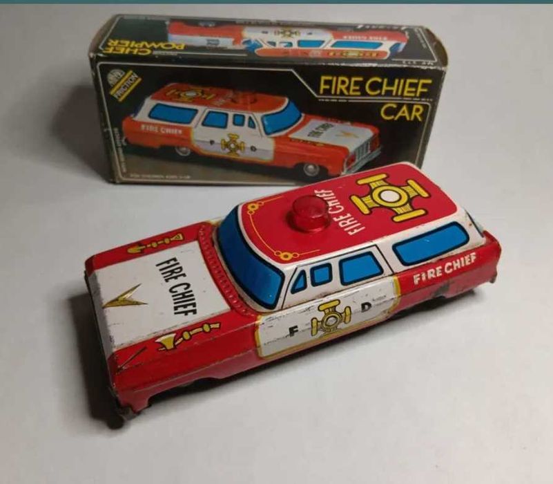 Jucarie veche tabla Chinezeasca MF 272,de colectie, Fire Chief Car