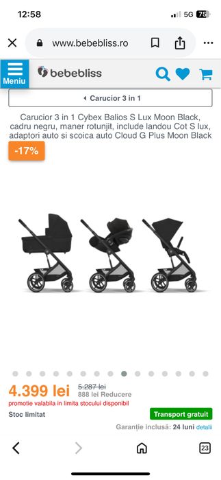 Carucior 3 in 1 cybex S Lux