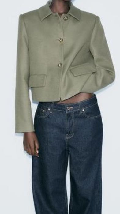 ZARA сако/яке, цвят-каки (зелен)