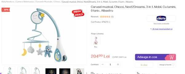 Carusel muzical, Chicco, Next2Dreams, 3 in 1, Albastru