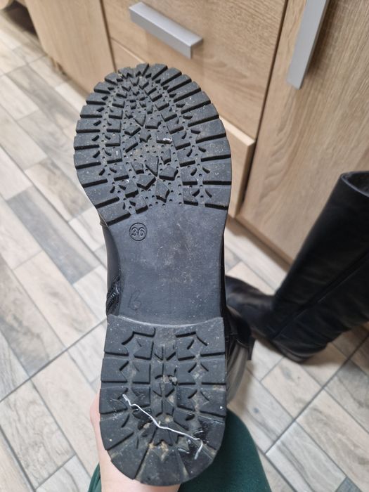 Cizme îmblănite din piele, mărimea 36