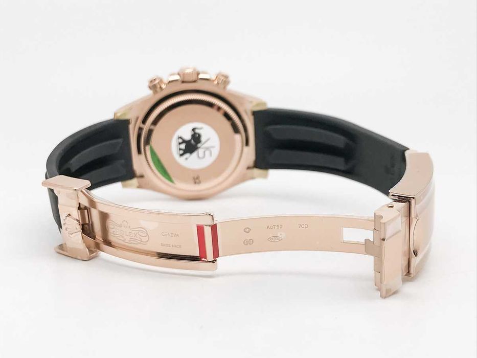 Rolex Daytona 126515 Rose Gold 40mm – Черен циферблат, керамичен безел, каучукова каишка – реални снимки