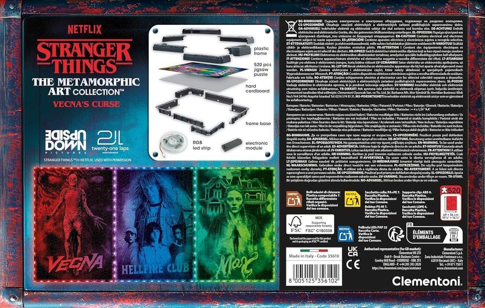 Светещ Пъзел Clementoni Stranger Things - Vecna (с Рамка и LED)
