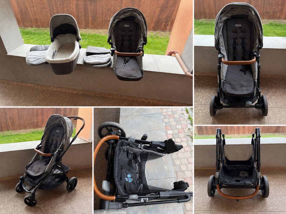 Cărucior Graco 3 în 1 – Landou + Parte sport + Accesorii | Stare foarte bună