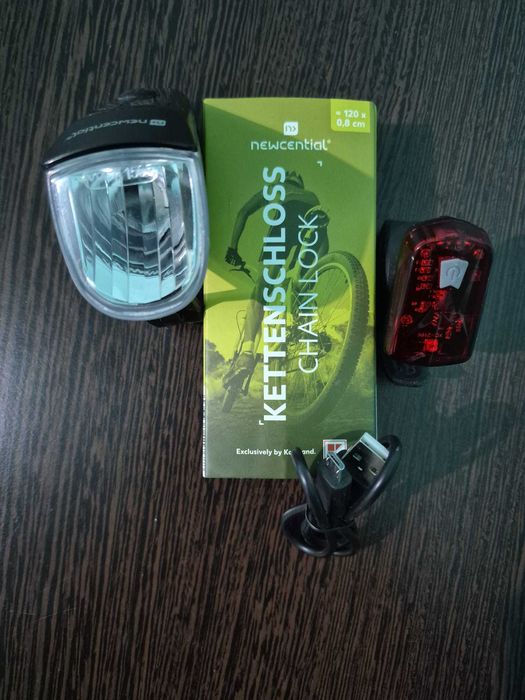 Set Lumini Bicicleta LED litiu-ion, far & stop, Newcential