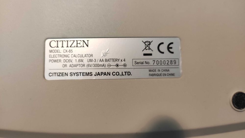 Citizen CX-85  печатающий калькулятор.