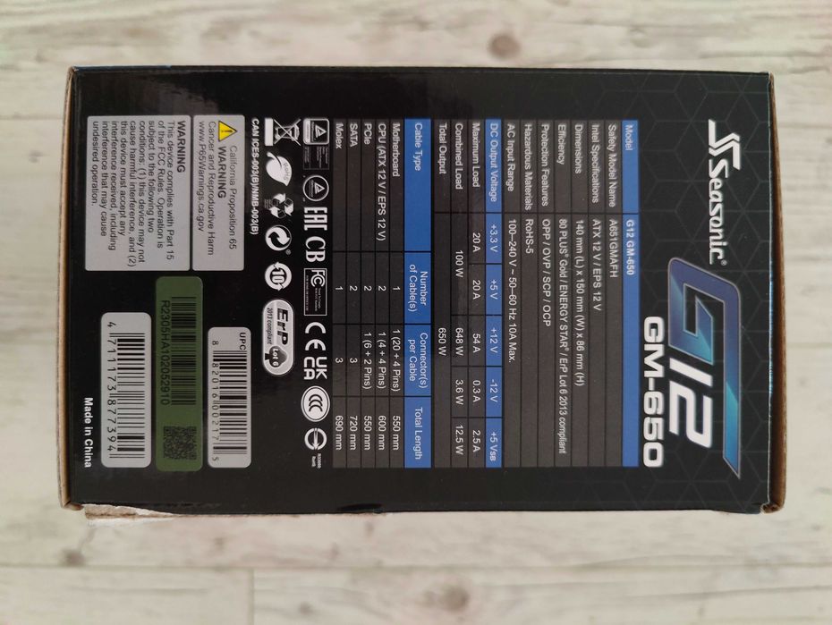 Sursa Seasonic 650w G12 GM-650 80 plus Gold semi-modulara