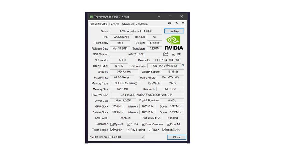 Продам Видеокарту  ASUS RTX 3060 12Gb