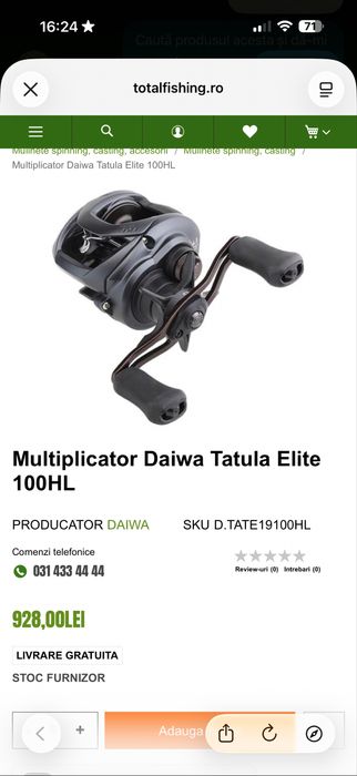 Lanseta Shimano Zodias + Mulineta Daiwa Tatula Elite - NOI