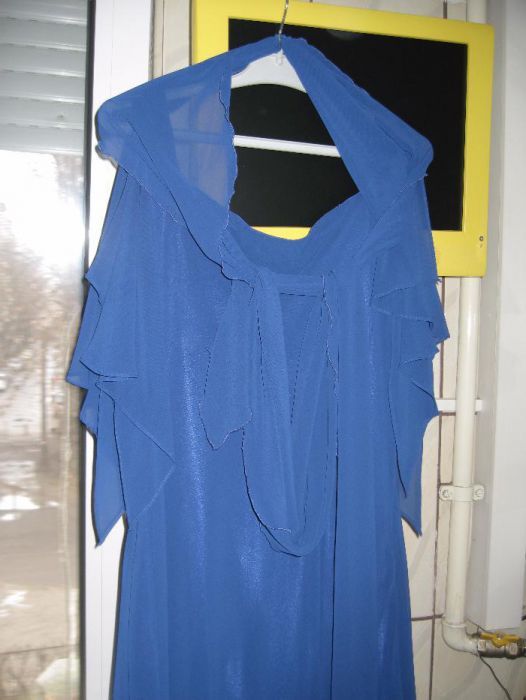 Rochie ocazie din voal albastru-marin, masura 46-48