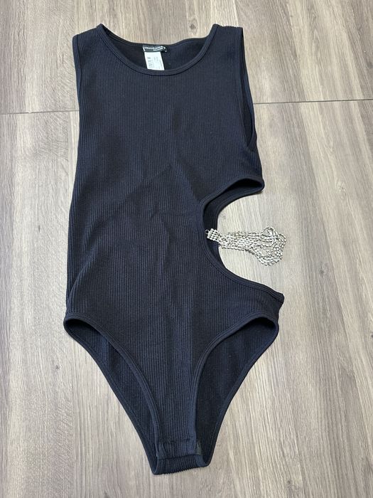 Чисто ново!! Дамско черно рипсено боди Zara с камъчета