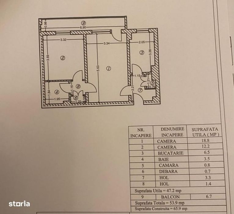 Apartament cu 2 camere, 47.20 mp, zona Nord - Colegiul Nichita Stanesc — fotografia 1