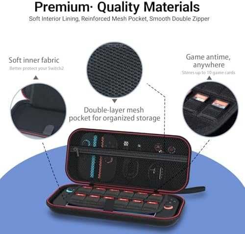 Нов Switch 2 Калъф с Джобове и Протектори – Комплект за Пътуване игри