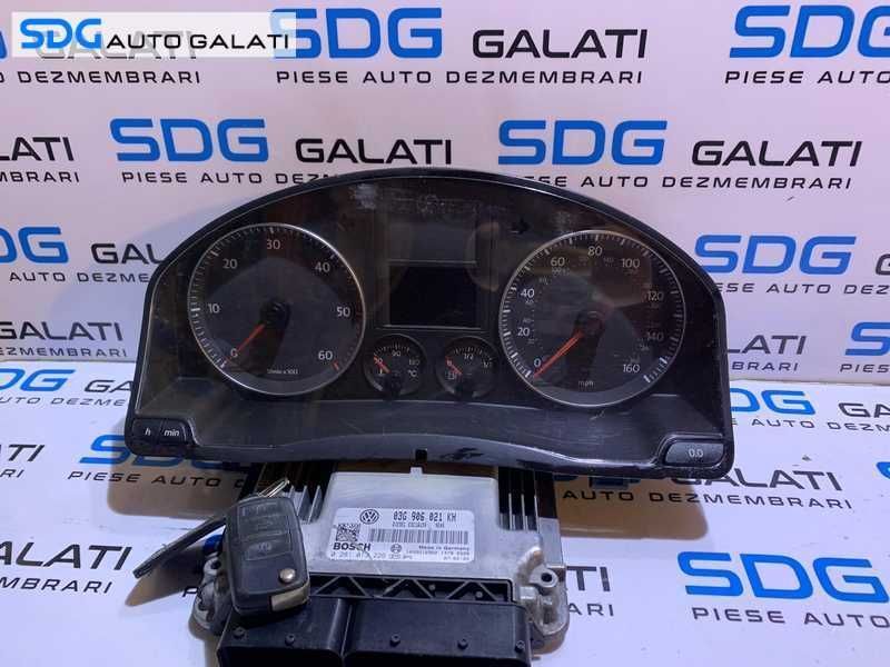 Kit Pornire ECU Calculator Motor Cip Cheie si Imobilizator cu Ceas Ceasuri Bord VW Jetta 1.9 TDI BXE 77KW 105CP 2005 - 2011 Cod 03G906021KH 0281013226 [L2255]