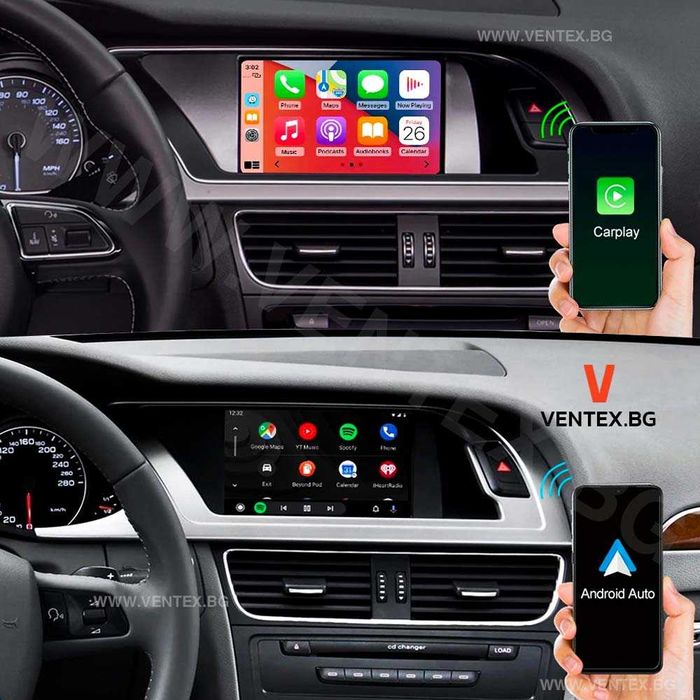 Безжичен CarPlay и Android Auto интерфейс за Audi A4 A5 Q5 (2009–2015)