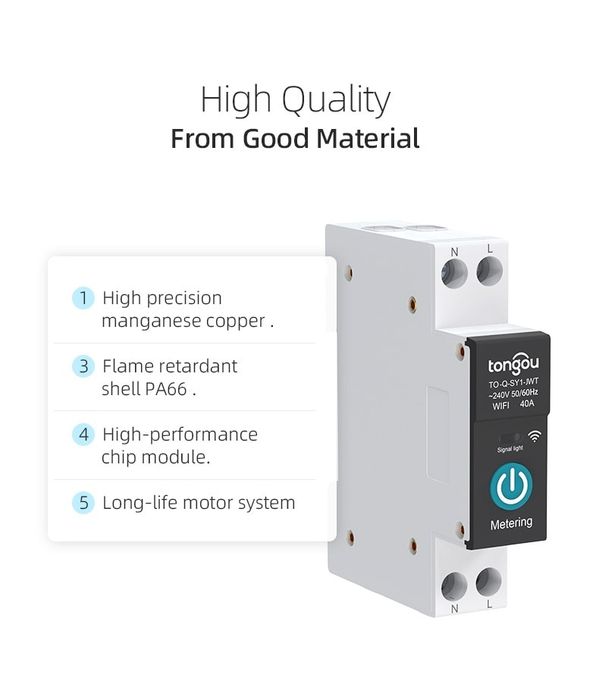 Tuya Smart WiFi DIN смарт-ключ TO-Q-SY1-JWT 63A с отчет на ел. енергия