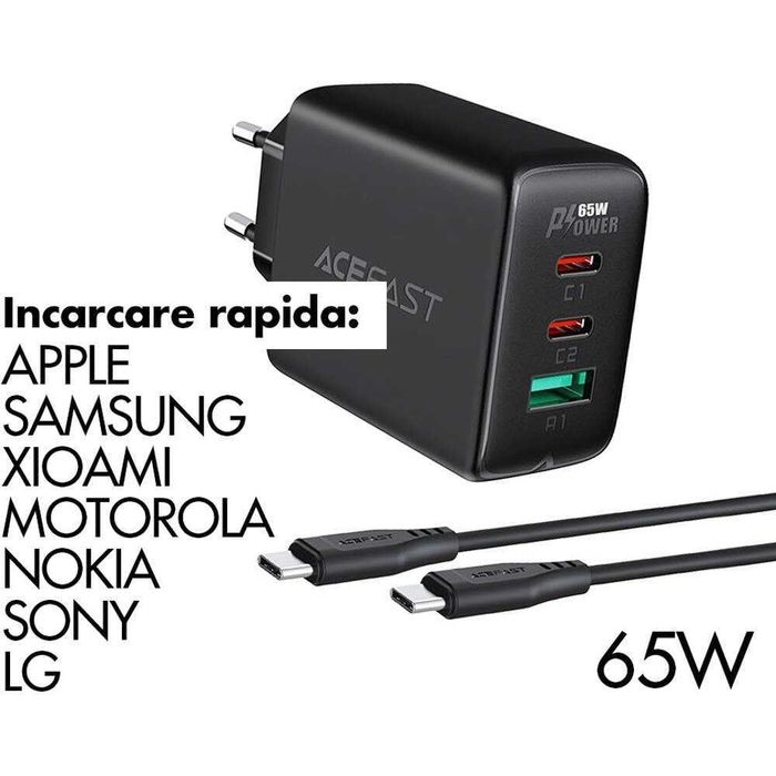 Incarcator Priza Auto fast PD QC Super Charge MacBook iPad Galaxy Tab