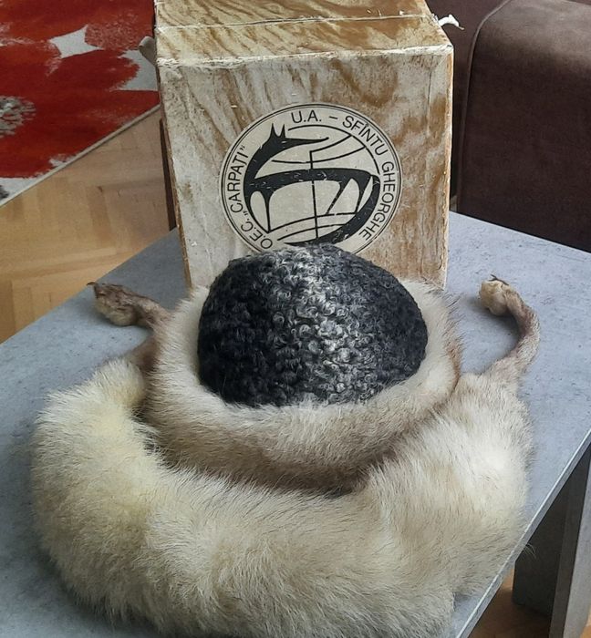 Set guler și căciulă nurca și vulpe mărimea M