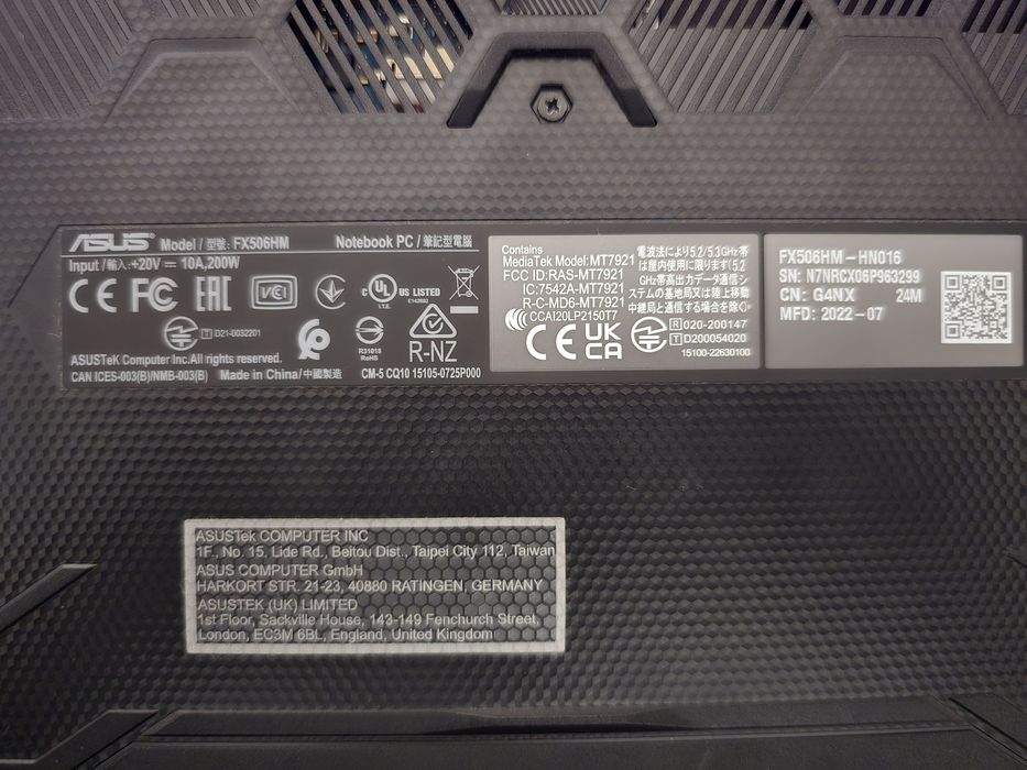 Laptop Gaming ASUS TUF F15 FX506HM pentru piese – Ecran 144Hz, RTX 3060, Estetic 10/10