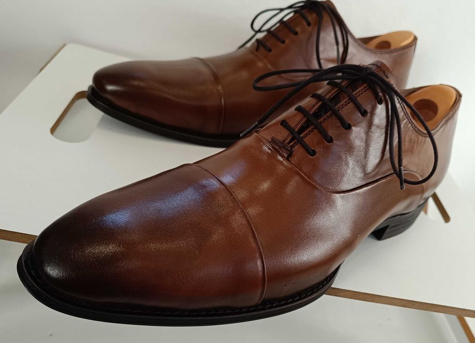Pantofi oxford cap toe 46 46.5 de lux Cesare Conti NOI piele naturala
