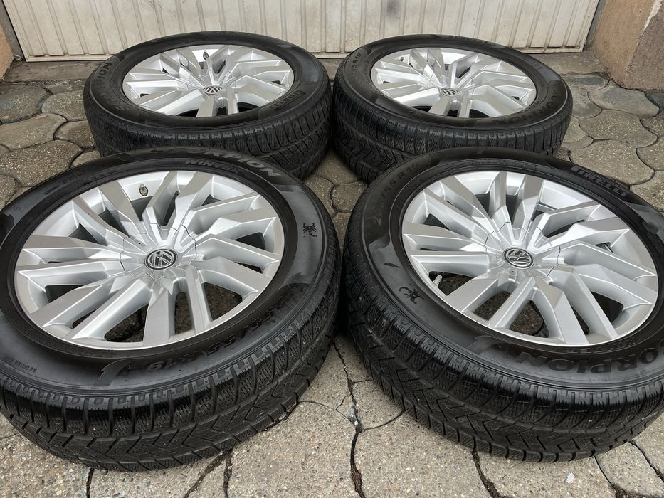 Jante aliaj 5x112mm, anvelope iarna 255/55 R19, VW Touareg 3, Phaeton, Tiguan, Passat