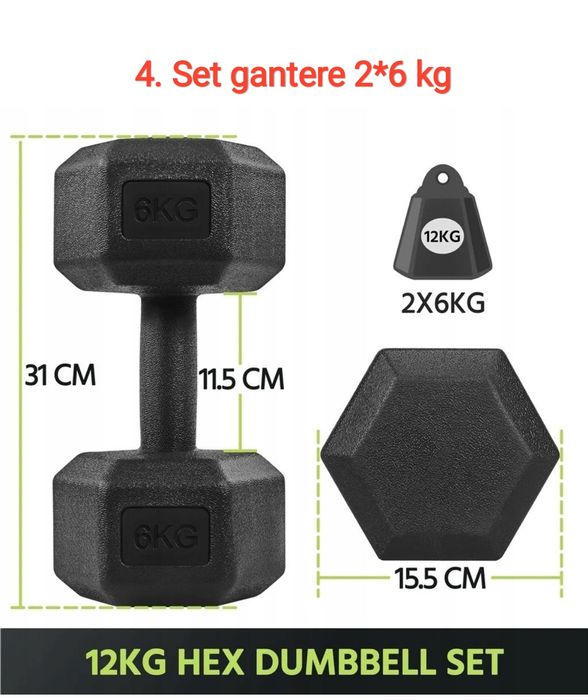 Gantere 2x 6 kg   pentru antrenament