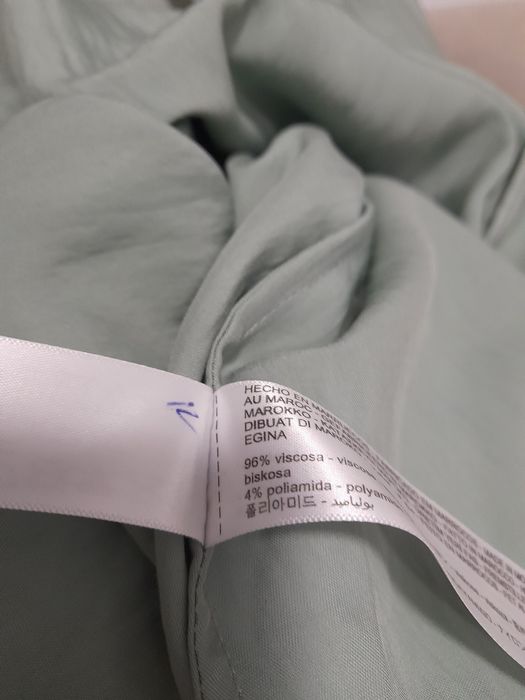 Rochie lunga Massimo Dutti clos cu bretele subtiri verde salvie XS