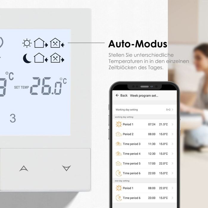 Termostat WiFi programabil centrală gaz Tuya Smart Life 230V