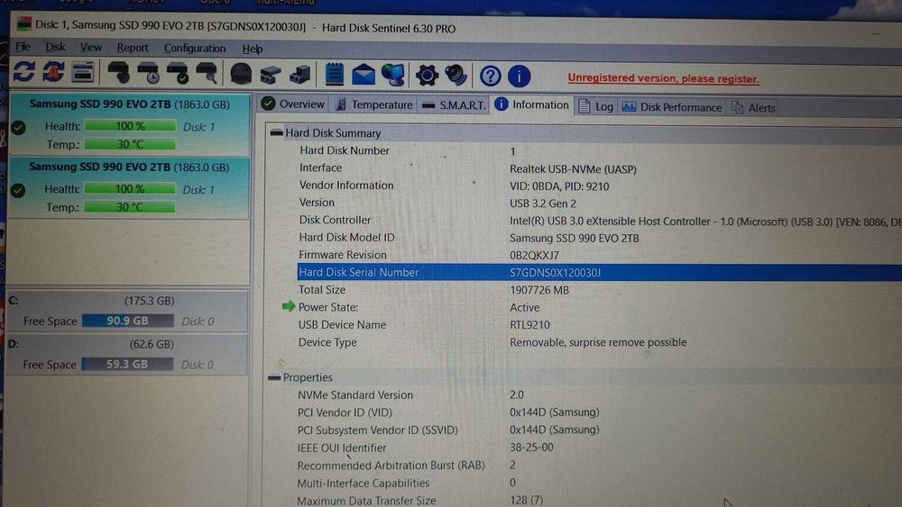 SSD Samsung 990 EVO de 2TB PCI Express 4.0  -NOU