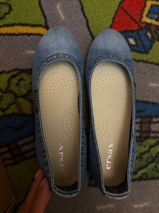 Balerini piele albastru/ blug mărimea 38 noi