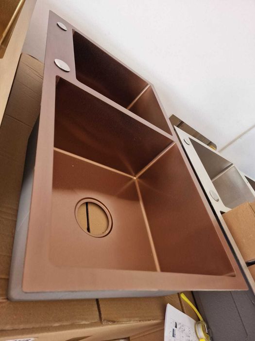 Reducere Chiuveta 2 cuve gold rose 80x45 -TRANSPORT GRATUIT