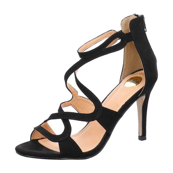 %ПРОМО% BUFFALO № 40 – Дамски сандали от велур каишки "BLACK STILETTO"